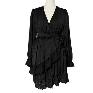 Free‎ People Marzipan Wrap Mini Dress In Black Size XS